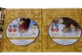 Close-up view of two DVD inside Oprah Winfrey 20th anniversary box collection.