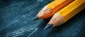 Two Pencils on Black Surface Royalty Free Stock Photo