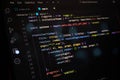 Close-up view of TypeScript and code inside a modern code editor, highlighting frontend development, plugin integration, and Royalty Free Stock Photo