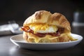 A classic breakfast sandwich with a fluffy egg, crispy bacon, and melty cheese. (Generative AI) Royalty Free Stock Photo