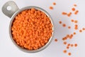 Uncooked Red Lentils in a Measuring Cup Royalty Free Stock Photo