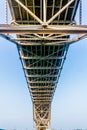 Close up View of the Underside of a Coastal Bowstring Bridge with Clear Skies in Corpus Christi