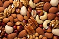 close-up view of a variety of mixed nuts Royalty Free Stock Photo