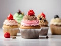 Close up view of various sweet cupcakes Royalty Free Stock Photo