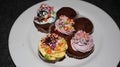 Close up view of various sweet cupcakes, Royalty Free Stock Photo