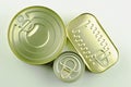 Close-up view of various tins and cans Royalty Free Stock Photo