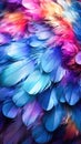 Close Up of Colorful Feathers. Generative AI Royalty Free Stock Photo