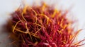 Close up View of Vibrant Red and Yellow Saffron Threads Royalty Free Stock Photo