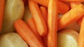 Freshly Peeled Potatoes and Carrots Close-Up view video