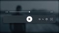 Modern video player interface with controls for playback, volume, settings, and full screen mode displayed on a blurred background Royalty Free Stock Photo