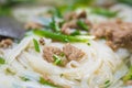 Close-up view of Vietnamese noodle soup named Pho. Pho is the most famous food in Vietnam Royalty Free Stock Photo