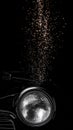 Close Up View of Vintage Car Headlight with Abstract Glittering Sparkles Royalty Free Stock Photo