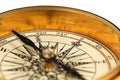 Close-up view of the vintage compass