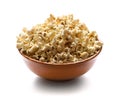 Popcorn in a bowl on a white background