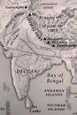 Close up view of vintage Indian subcontinent map i Royalty Free Stock Photo