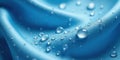 Close-up view of water droplets on a smooth, blue fabric surface showcasing its texture and water-resistant properties. Generative Royalty Free Stock Photo