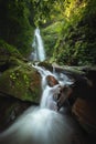 Close up view waterfall in deep forest at National Park, Waterfall river scene. Royalty Free Stock Photo