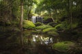 Close up view waterfall in deep forest at National Park, Waterfall river scene Royalty Free Stock Photo