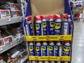 Seattle, WA USA - circa June 2022: Close up view of WD-40 products for sale inside a Lowe`s home improvement store Royalty Free Stock Photo