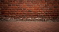 Textured Red Brick Wall and Herringbone Brick Pavement Background brickwork Royalty Free Stock Photo