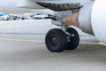 Close up view wheel of airplane Royalty Free Stock Photo