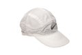 Close-up view of white baseball cap Nike isolated on white background.