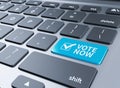 Close-up view on white conceptual keyboard - Vote blue key with check symbol.3d illustration Royalty Free Stock Photo