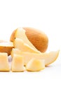 Close up view of whole, half and sliced honeydew melon tropical Royalty Free Stock Photo