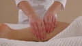 Woman receiving massage and relaxing.