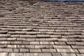 Close-up view of wood shingle roof, wood shingles on a roof top of an old hut in bavaria Royalty Free Stock Photo