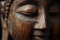 Close Up of Wooden Carving of Persons Face