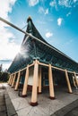 Close up view of the wooden detail of the Dungan Mosque in Karakol Kyrgyzstan