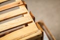 Close up view of wooden palettes pallets, Texture of a wooden palletes Royalty Free Stock Photo