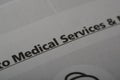 Close up view of the word MEDICAL SERVICES. Medical services refer healthcare-related activities, procedures, and interventions to