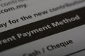 Close up view of the word PAYMENT METHOD. A payment option refers to a method or choice available to individuals or entities for