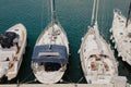 Close-up view of yacht port in the Mediterranean city. Horizontal mock-up. Royalty Free Stock Photo