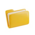 A close-up view of a yellow folder with a white label on a white background Royalty Free Stock Photo