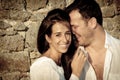Close up view of young happy couple laughing together Royalty Free Stock Photo