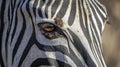 A Close-Up View of a Zebra\'s Eye and Stripes Royalty Free Stock Photo