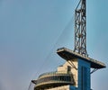 Close-up of the viewing platform on the Atlantic Hotel Sail City, tele photo, zoom