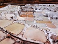 Close up views of salt ponds in Peru