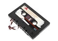 Close up of vintage audio tape cassette isolated on a white background Royalty Free Stock Photo