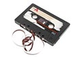 Close up of vintage audio tape cassette isolated on a white background Royalty Free Stock Photo