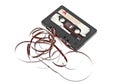 Close up of vintage audio tape cassette isolated on a white background Royalty Free Stock Photo