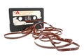 Close up of vintage audio tape cassette isolated on a white background Royalty Free Stock Photo