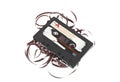 Close up of vintage audio tape cassette isolated on a white background Royalty Free Stock Photo