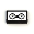 Close up of vintage audio tape cassette with speakers concept illustration on white background Royalty Free Stock Photo