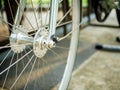 Close-up vintage bicycle wheel Royalty Free Stock Photo