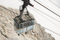 Close up of the vintage cable-car in Cortina d\'ampezzo bringing tourists on top of the Tofana mountain peak