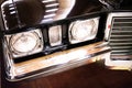 Close-up Of A Vintage Car Headlight Retro Vintage Cars Under The Lights